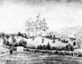 Photograph of the painting of the home of Edwin and Emily Edwards